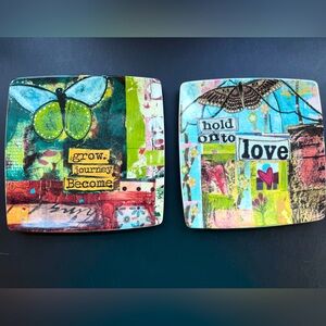 CREATIVE CO-OP Mixed Media Art Plates